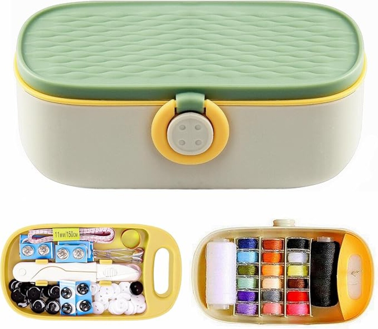 Green Sewing Project Kit, 135 Pcs Family Sewing Supplies Repair Kit Traveler Sewing Kit Sewing Thread Accessories DIY Sewing Supplies Organizer (Green)